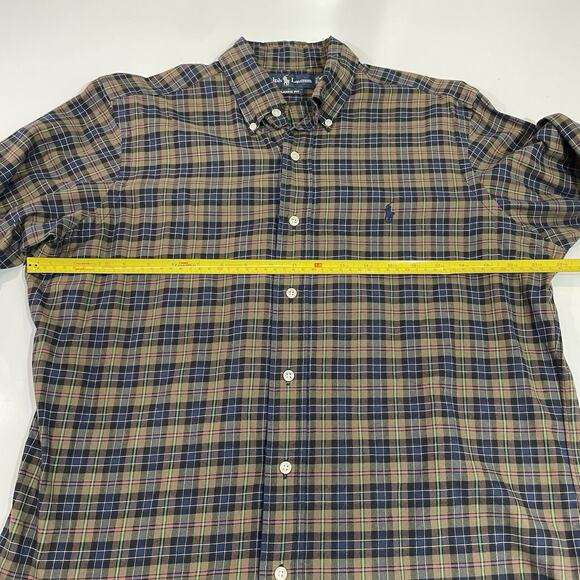 Polo Ralph Lauren Shirt Men’s Medium Brown Blue Plaid Flannel Long Sleeve Casual - Picture 5 of 7